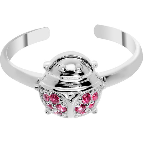 925 Sterling Silver Cubic Zirconia Ladybug Toe Ring