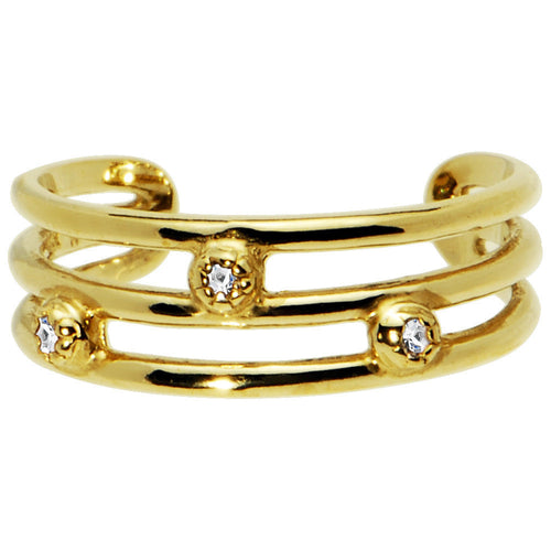 Solid 14k Yellow Gold .03 Carat Genuine Diamond Toe Ring