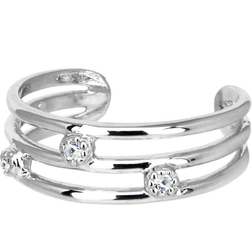 Solid 14k White Gold .03 Carat Genuine Diamond Toe Ring
