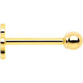 14k Yellow Gold Flat Back Earring 20G 2mm Ball Floral Reversible
