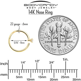 14k Solid Yellow Gold Bendable Nose Hoop 22G 5/16 with CZ