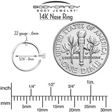 14k Solid White Gold Bendable Nose Hoop 22G 5/16 with CZ