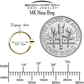 14k Solid Yellow Gold Bendable Nose Hoop 22G 5/16 with Bezel CZ