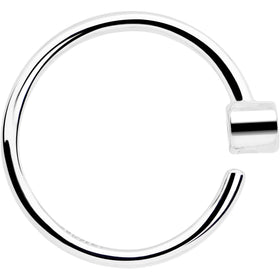 14k Solid White Gold Bendable Nose Hoop 22G 5/16 with Bezel CZ