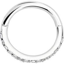 14k Solid White Gold Hinged Segment Ring Forward Facing CZ 18G 5/16