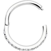 14k Solid White Gold Hinged Segment Ring Forward Facing CZ 18G 5/16