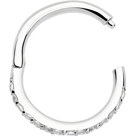 14k Solid White Gold Hinged Segment Ring Forward Facing CZ 18G 5/16