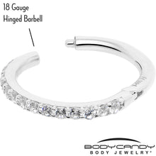 14k Solid White Gold Hinged Segment Ring Forward Facing CZ 18G 5/16