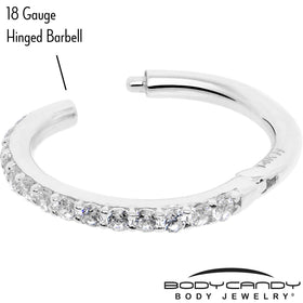14k Solid White Gold Hinged Segment Ring Forward Facing CZ 18G 5/16