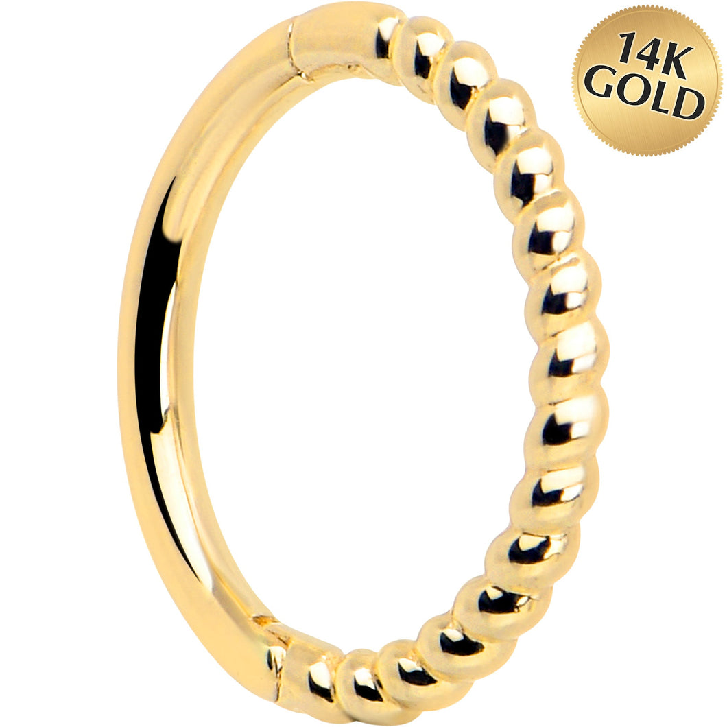 14k Solid Yellow Gold Hinged Segment Ring Forward Facing Twisted 18G 5/16