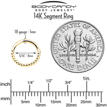 14k Solid Yellow Gold Hinged Segment Ring Forward Facing Twisted 18G 5/16