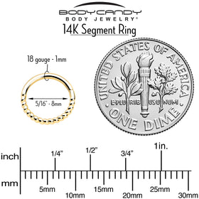 14k Solid Yellow Gold Hinged Segment Ring Forward Facing Twisted 18G 5/16