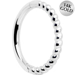 14k Solid White Gold Hinged Segment Ring Forward Facing Twisted 18G 5/16