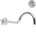 Solid 14k Wt. Gold .01 Carat Genuine Diamond Nose Ring