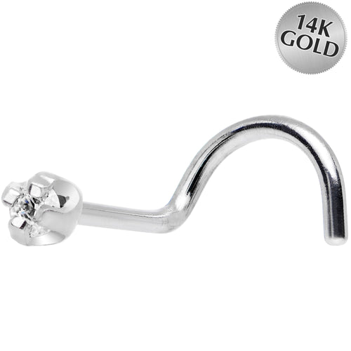 Solid 14k Wt. Gold .01 Carat Genuine Diamond Nose Ring