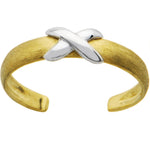 Solid 14k Yellow White Gold X Toe Ring