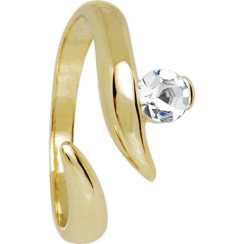 Solid 14k Yellow Gold Solitaire Cubic Zirconia Toe Ring