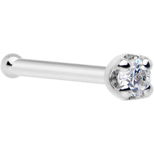 Solid 14k White Gold 1.5mm Cubic Zirconia Nose Bone