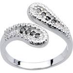 Sterling Silver 925 Black Cubic Zirconia Wrap Toe Ring