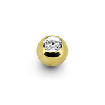 Solid 14K Yellow Gold CZ Replacement Ball 3mm - 16G