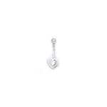 16G Solid 14k White Gold Zirconia Hollow Heart Belly Ring