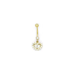 16G Solid 14k Yellow Gold Zirconia Noble Heart Belly Ring