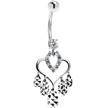 16G Solid 14k White Gold Majestic Heart Chandelier Belly Ring