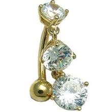 16G Solid 14k Yellow Gold Top Mount CZ Belly Ring