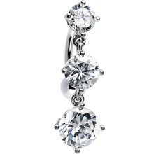 16G Solid 14k White Gold Top Mount CZ Belly Ring