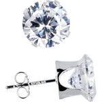 925 Sterling Silver 8mm CZ Round Stud Earrings