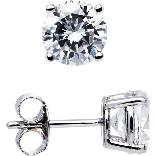 Sterling Silver 1.25 ct Basket-Set Cubic Zirconia Stud Earrings