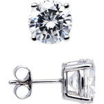 Sterling Silver 1.90 ct Basket-Set Cubic Zirconia Stud Earrings