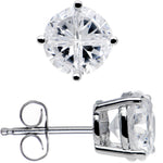925 Sterling Silver 4-Segment Cubic Zirconia Stud Earrings