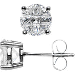 Sterling Silver .80 ct 9-Segment Cubic Zirconia Stud Earrings