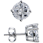 Sterling Silver 1.25 ct 9-Segment Cubic Zirconia Stud Earrings