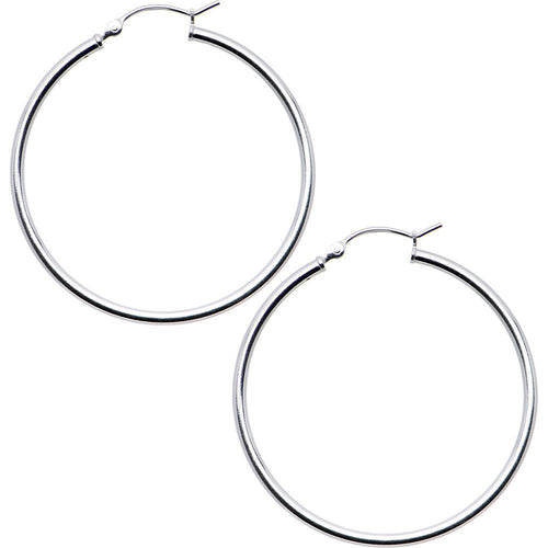 925 Sterling Silver 1 1/2 Inch Hoop Earrings