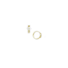 14k Yellow Gold CZ Flower Huggy Earrings