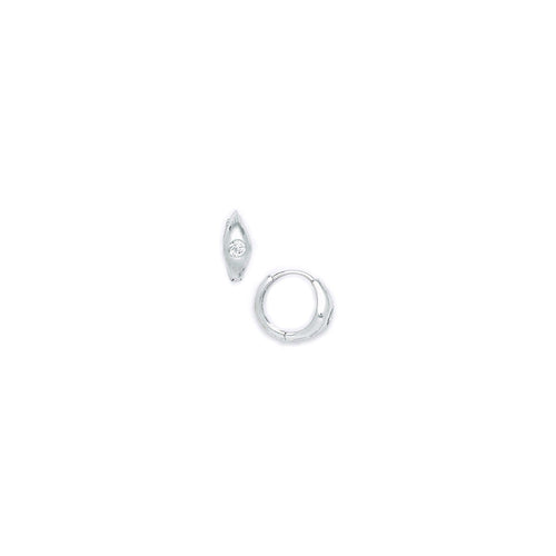14k White Gold CZ Solitaire Huggy Earrings