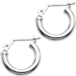 14K White Gold 2mm 1/2 Inch Hoop Earrings