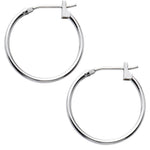 14K White Gold 1.5mm 11/16 Inch Hoop Earrings