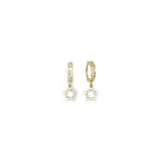 14k Yellow Gold CZ Hollow Star Huggy Earrings