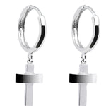 14k White Gold Cross Huggy Earrings