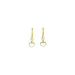 14k Yellow Gold CZ Dual Heart Huggy Earrings
