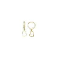 14k Yellow Gold CZ Hollow Heart Huggy Earrings