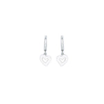 14k White Gold Hollow Heart Huggy Earrings