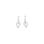 14k White Gold CZ Jeweled Heart Huggy Earrings