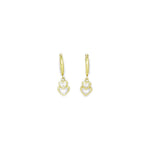 14k Yellow Gold CZ Heart Duet Huggy Earrings
