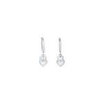 14k White Gold CZ  Heart Duet Huggy Earrings