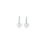 14k White Gold CZ  Cutout Heart Huggy Earrings