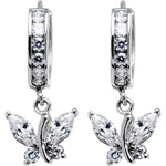Sterling Silver CZ Butterfly Huggy Earrings